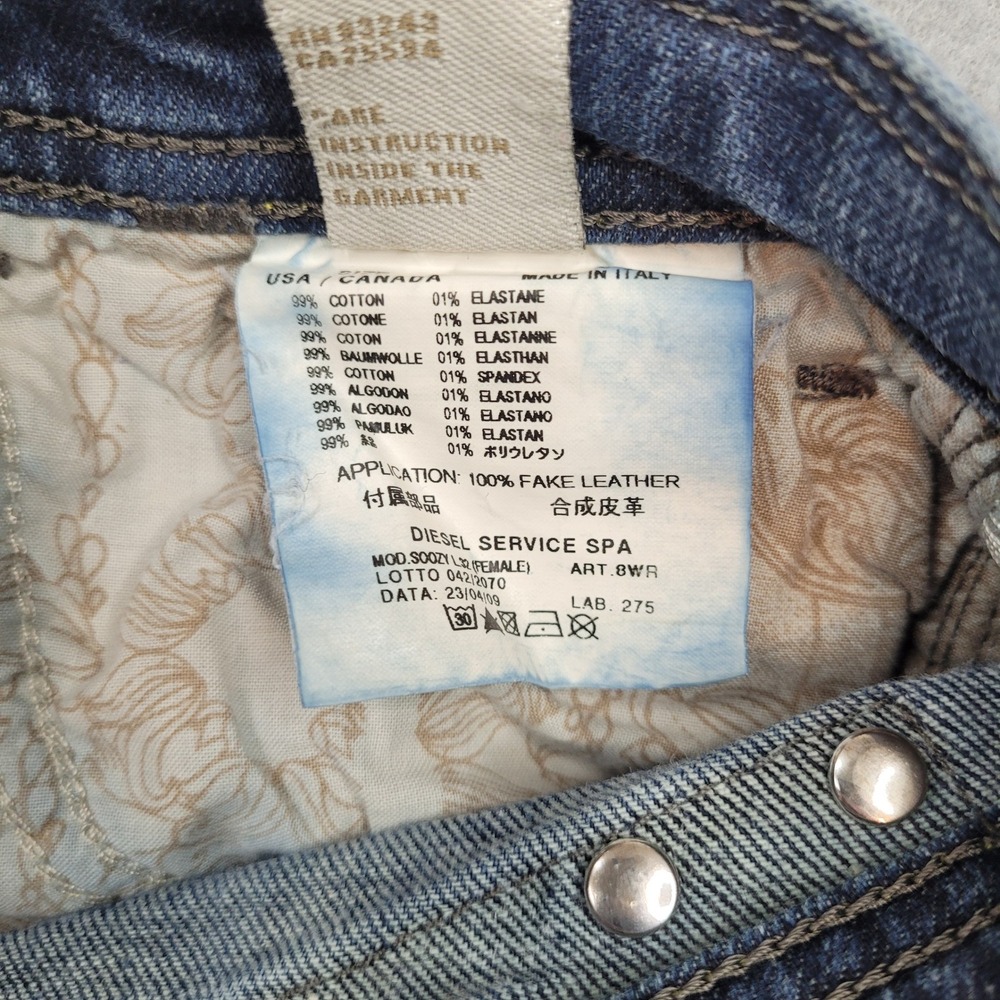Diesel Soozy Jeans Womens 25 Blue Wash 008WR Stretch Straight Leg Distressed - Picture 7 of 11